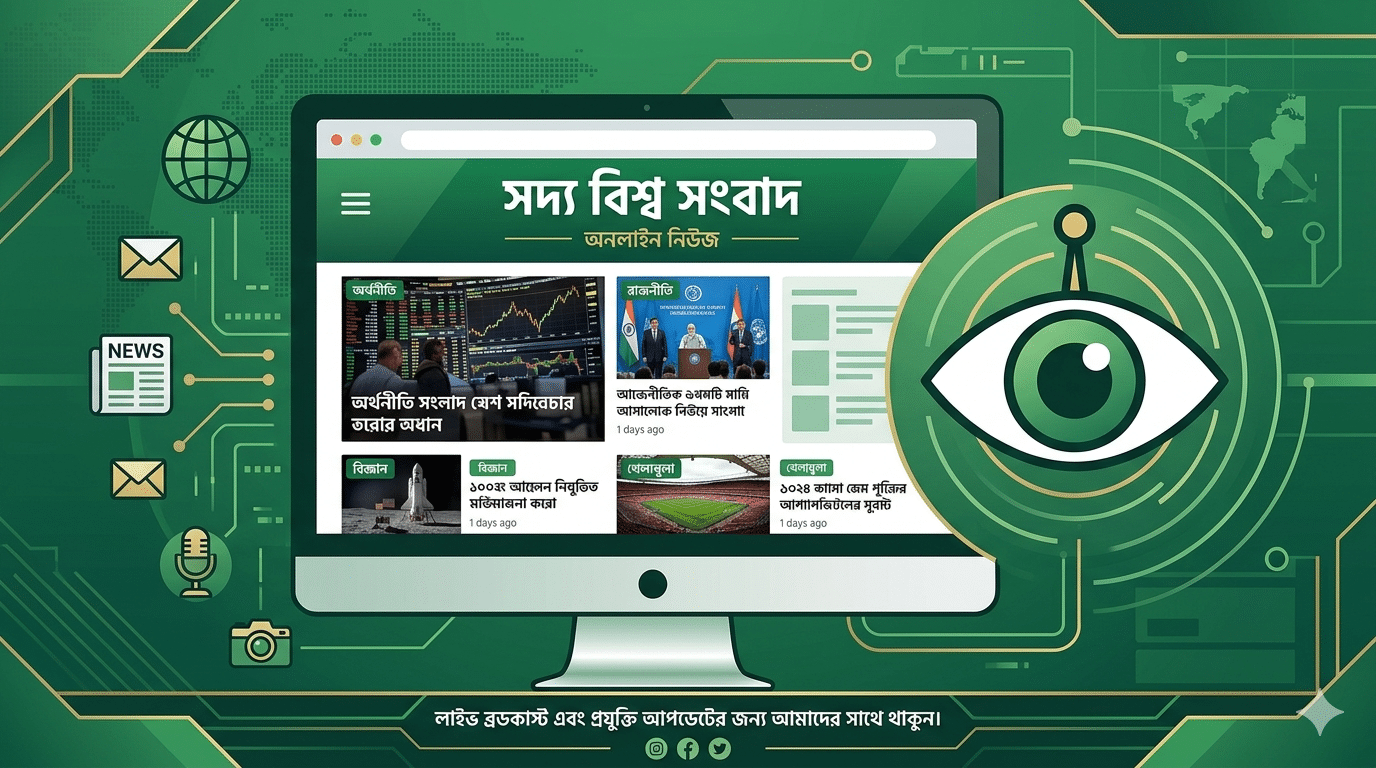 সাম্প্রতিক বিশ্ব খবর অনলাইন নিউজ স্ক্রিন