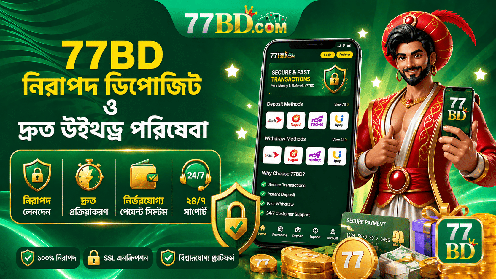 77BD নিরাপদ ডিপোজিট ও দ্রুত উইথড্র পরিষেবা