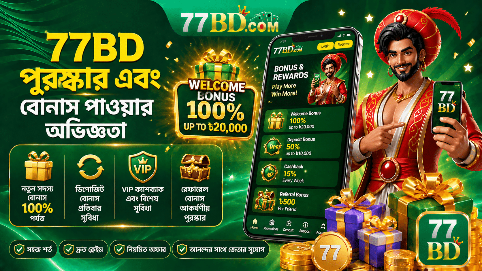 77BD পুরষ্কার এবং বোনাস পাওয়ার অভিজ্ঞতা