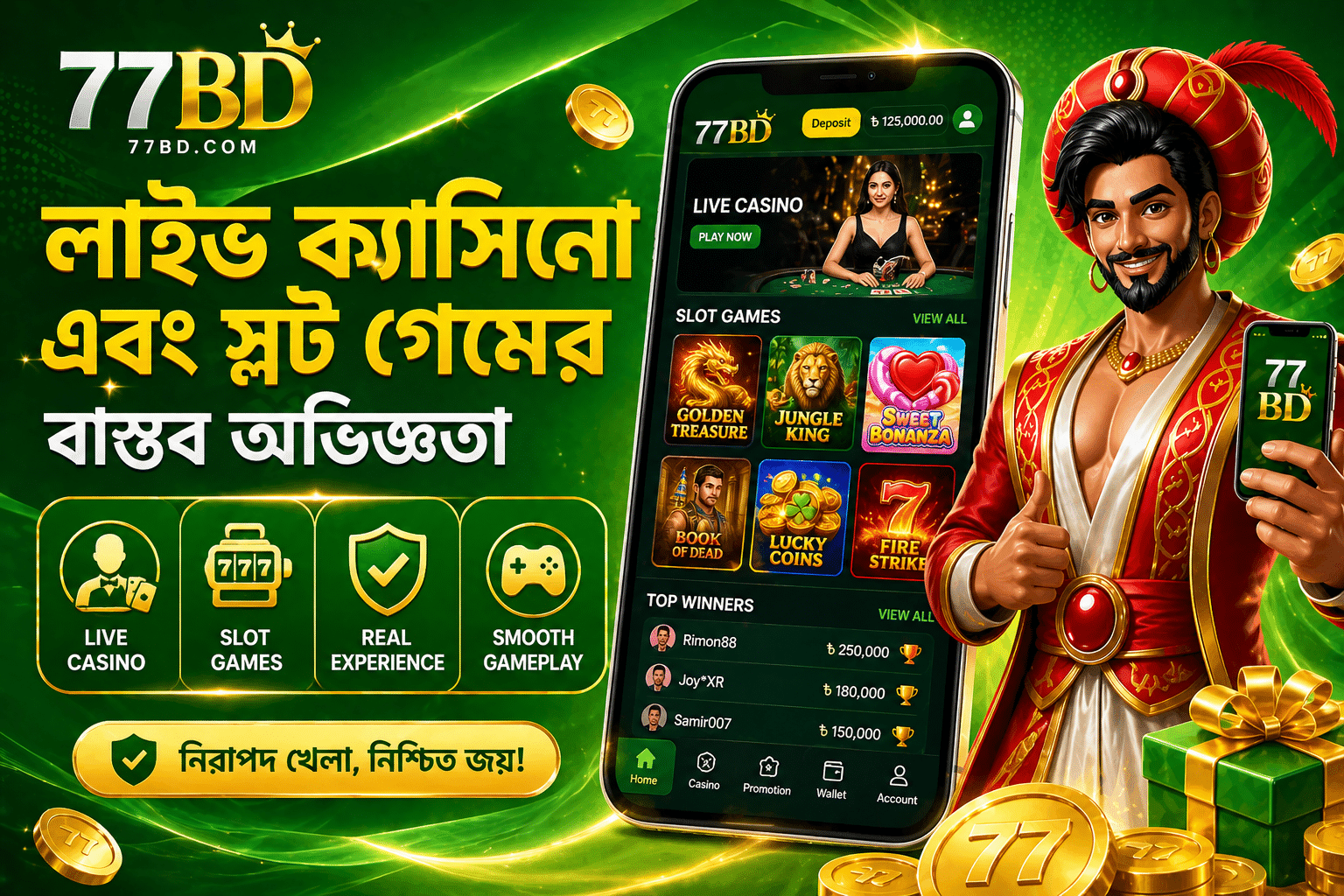 77BD প্রচার এবং বোনাস অফারের ভিজ্যুয়াল উপস্থাপনা