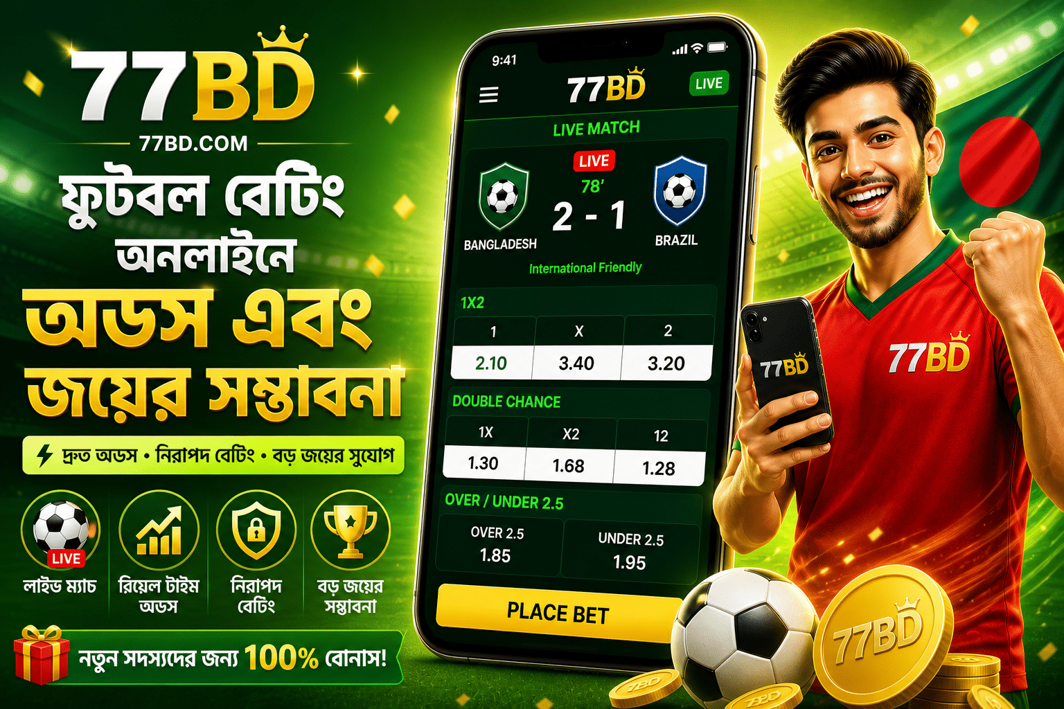77BD ফুটবল বেটিং অনলাইনে অডস এবং জয়ের সম্ভাবনা