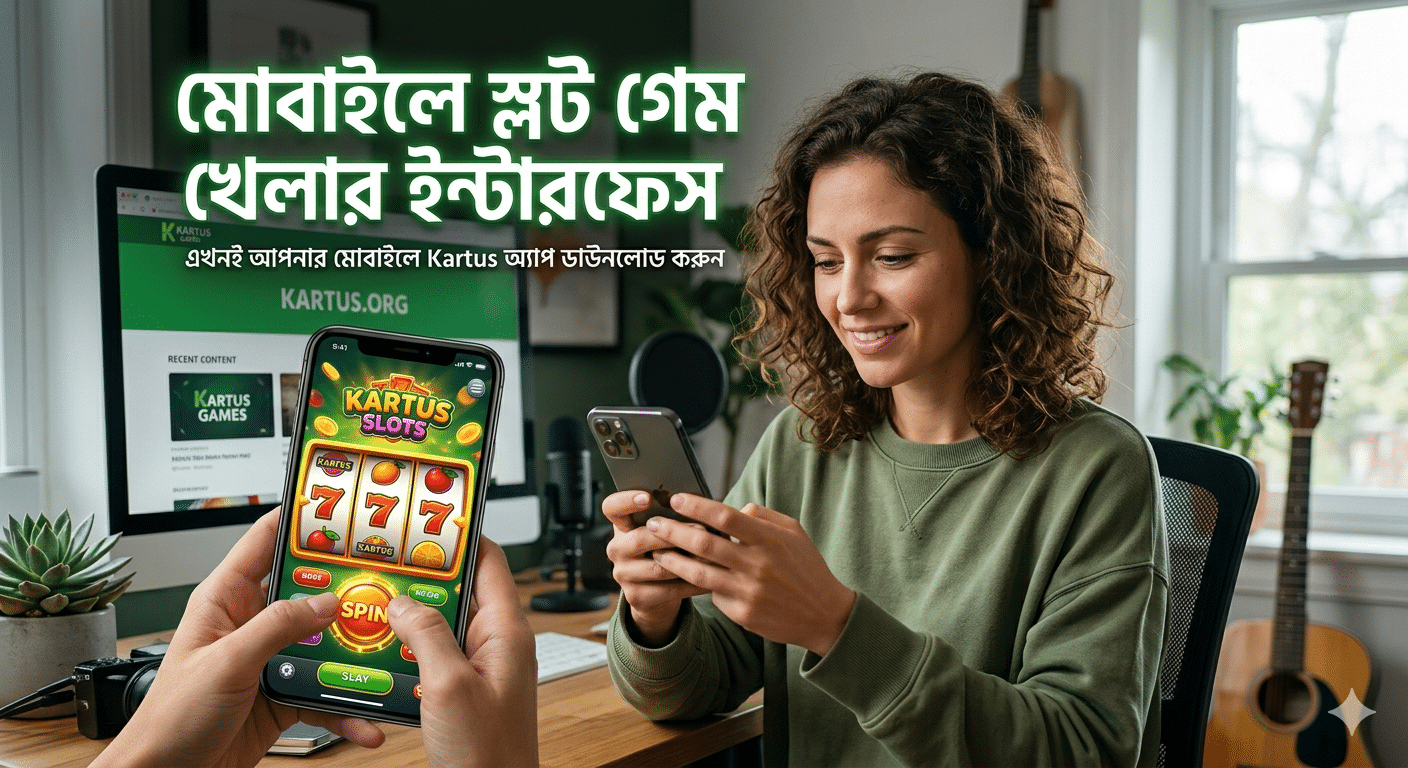 মোবাইলে স্লট গেম খেলার ইন্টারফেস